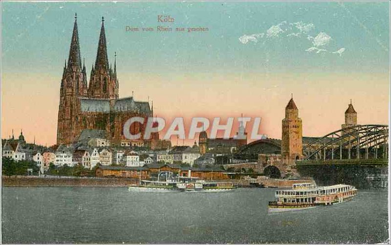 Postcard Old Koln Dom views Rhein aus geschen Charter