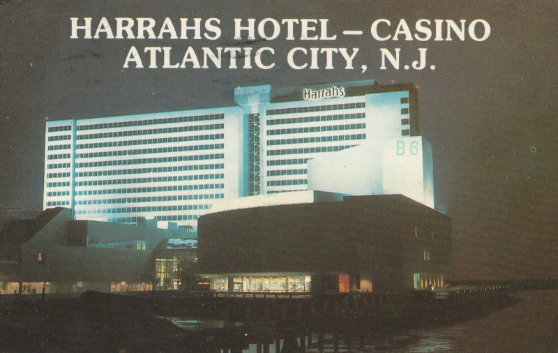 VINTAGE POSTCARD HARRAH'S HOTEL & CASINO ATLANTIC CITY NEW JERSEY MAILED FROM AC