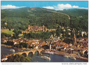 Germany Heidelberg Blick uaf Bergbahn ond Koenigsstuhl und Fernsehturm