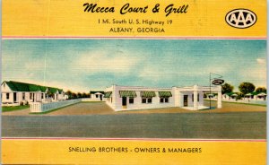 1940s Mecca Court & Grill Motel U.S. Highway 19 Albany Georgia Postcard