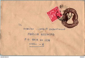 India Postal Stationery Ashoka 20  to Delhi