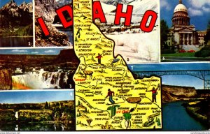 Map Of Idaho With Greetings From The Gem State