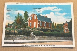 .01 POSTCARD 1934 USED - NATHAN HALE SCHOOL HOUSE, NEW LONDON, CONNECTICUT