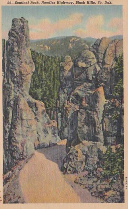 South Dakota Black Hills Sentinel Rock Needles Highway 1947 Curteich