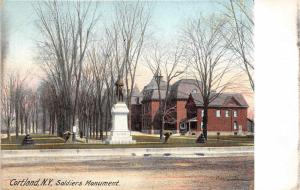 Cortland New York~Soldiers Civil War Monument~Cannons~Unpaved Street~1905 PC