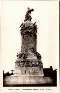 Buenos Aires, Mounument Homenaje Espana Spain Vintage Photo Postcard H22