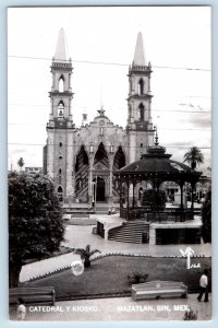 Mazatlan Sinaloa Mexico Postcard Cathedral and Kiosk c1950's RPPC Photo