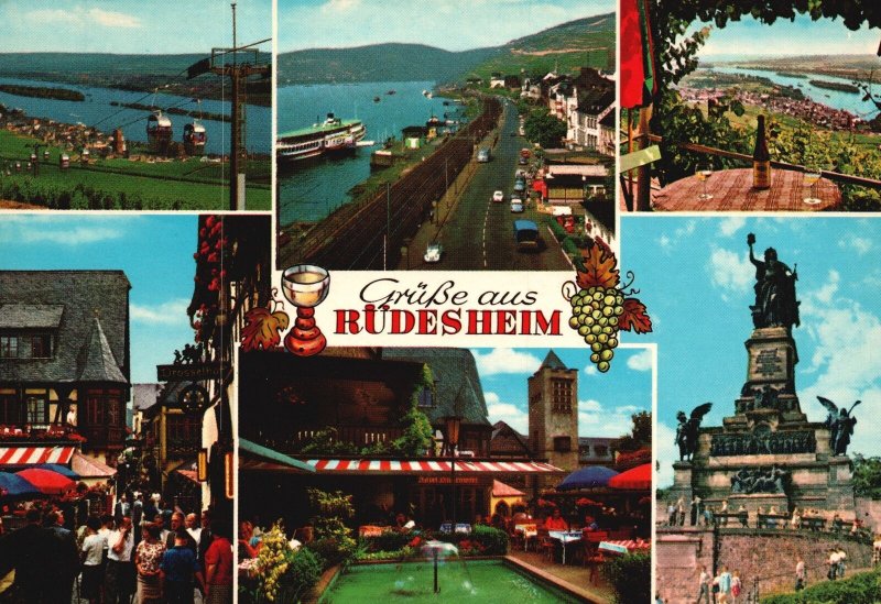 Vintage Postcard Hotels & Attractions Gribe Aus Rüdesheim Am Rhein Germany DE