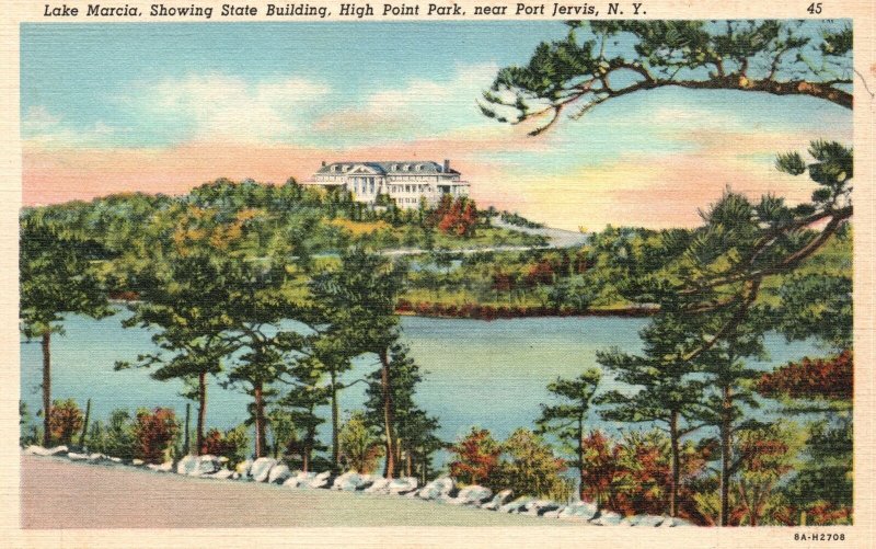 Vintage Postcard 1930's Lake Marcia State Bldg. High Point Park Port