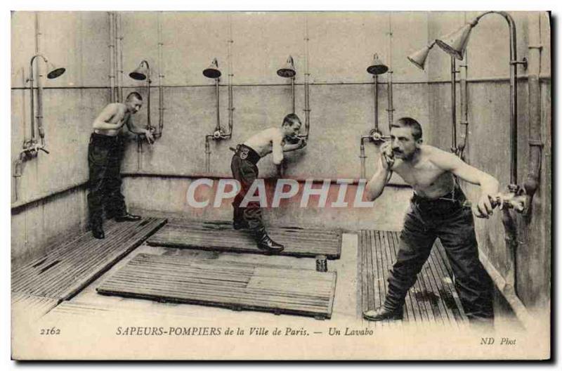 Old Postcard Firefighters Paris A sink