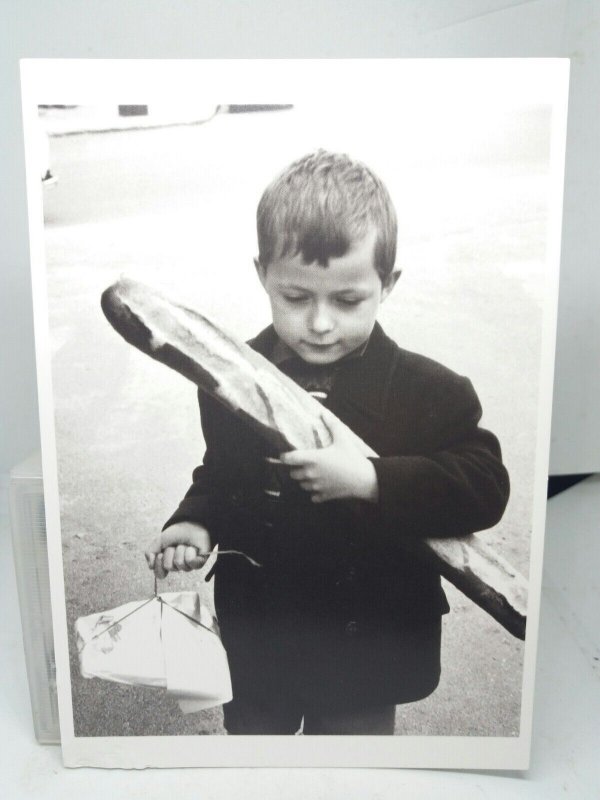 Little Boy Returning Home from the Bakery Paris France 1960 Repro Postcard