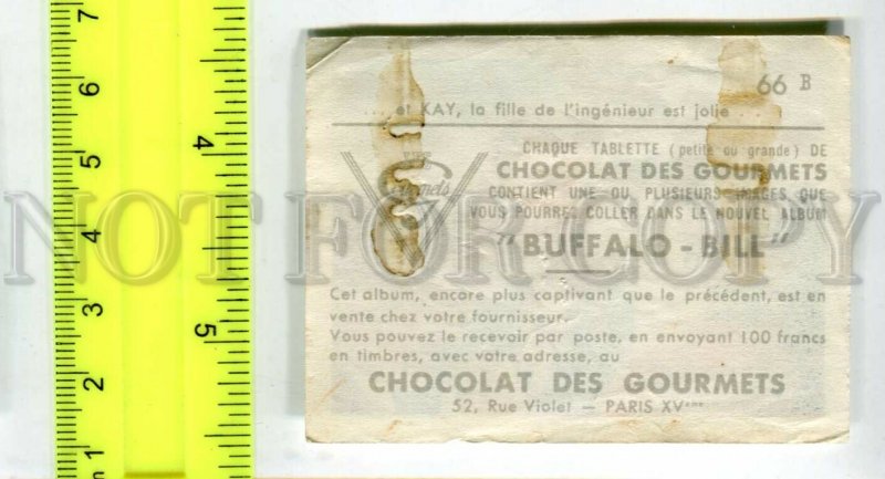 428199 FRANCE BUFFALO BILL WILD WEST ADVERTISING chocolate des Gourmets card