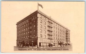 SAN DIEGO, California  CA   MARYLAND HOTEL Sixth-Seventh and F Streets  Postcard