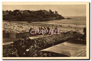 Old Postcard Dinard Pointe de la Malouine Beach and views of the casino terraces