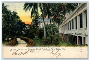 1907 Garden And Veranda Royal Poinciana Palm Beach Florida FL Posted Postcard