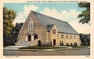 FAYETTEVILLE, Arkansas AR   CHURCH OF CHRIST~Center & Locust  ca1920's Postcard