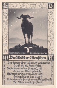 Zodiac, Horoscope, 1920 - 30's GERMANY, Sign of Aries, Ram, Gothic Script, Art