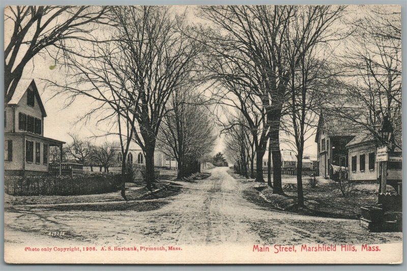 MARSHFIELD HILLS MA MAIN STREET ANTIQUE POSTCARD