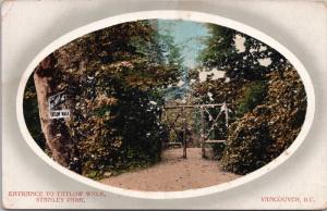 Stanley Park Vancouver BC Entrance to Tatlow Walk Postcard E34 *As Is