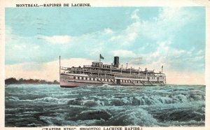 Vintage Postcard 1922 Ship Rapids King Shooting Lachine Montreal Canada CAN