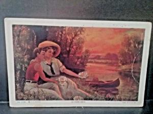 Postcard  Romance Card Leisure Days Couple by the River 1918