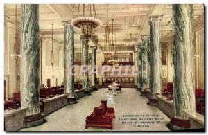 Old Postcard Interior of Chicago Harris Trust and Savings Bank Monroe St