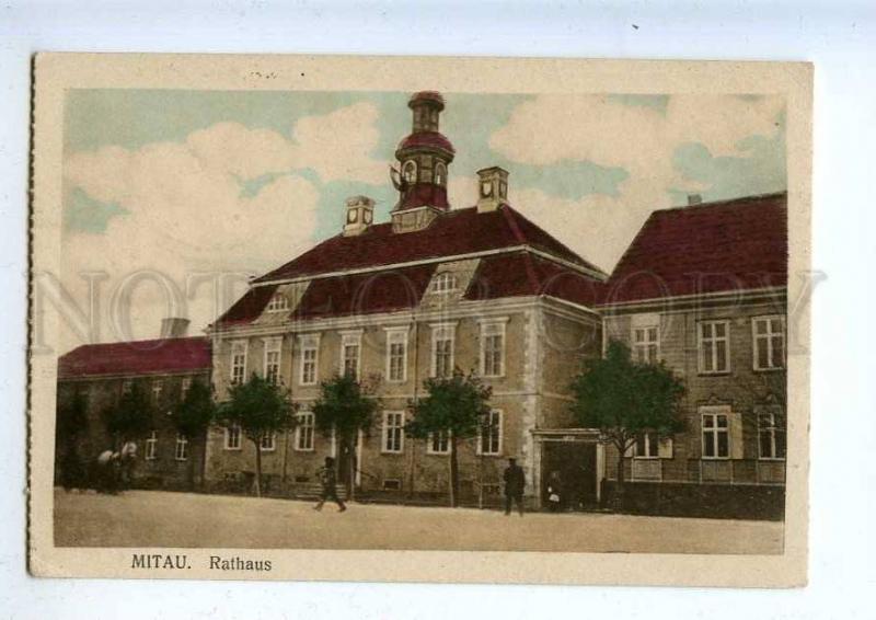 203287 WWI LATVIA MITAU Jelgava Town Hall german military RPPC