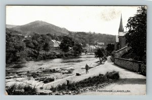 Llangollen Wales, THE PROMENADE, PANORAMIC VIEW, Vintage Postcard 