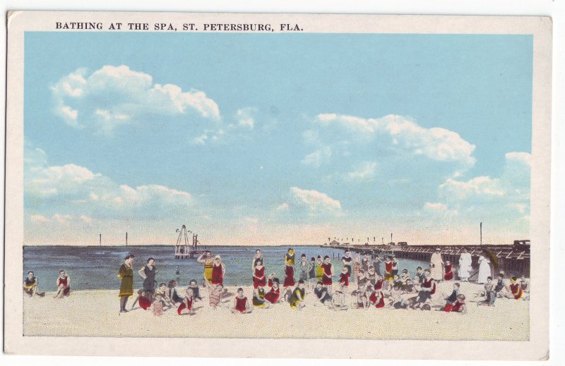 P1247 old unused postcard bathing at the spa st petersburg florida