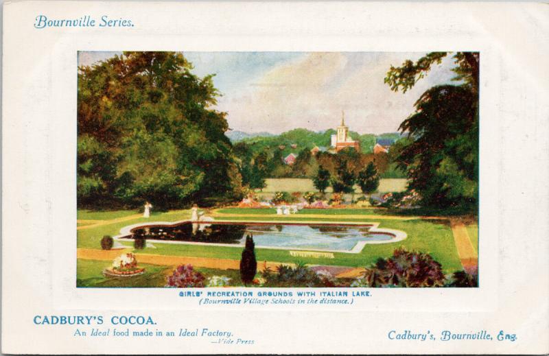 Cadbury's Cocoa Bournville England Girls Recreation Grounds Advert Postcard E36