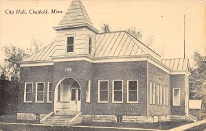 Chatfield Minnesota City Hall, B/W Photo Print Vintage Postcard U13016