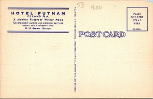 De Land Florida Hotel Putnam Vintage Advertising Postcard  