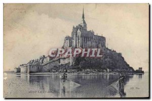 Old Postcard Mont Saint Michel Fishermen Fishing