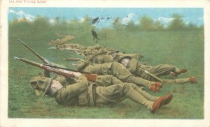 1916 Army Training WWI Soldiers with Rifles On the Firing Line Postcard Used