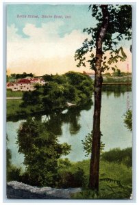 1908 View Of River Scene Houses South Bend Indiana IN Posted Antique Postcard