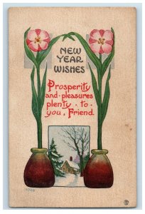 c. 1910 Fab Art Nouveau Arts & Crafts New Years Postcard P42