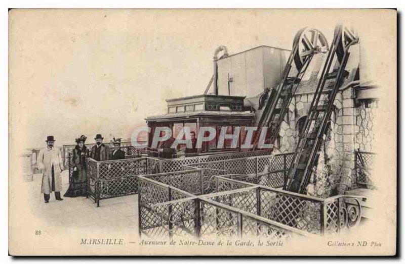 Postcard Old Marseille Elevator of Our Lady of the Guard Output