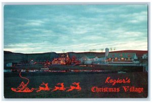 View Of Koziar's Christmas Village Santa Claus Reindeer Bernville PA Postcard