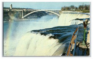 Postcard NY Rainbow Bridge American Falls From Luna Island Niagara Falls N. Y.