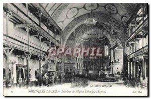 Old Postcard Saint Jean de Luz Interior of the Church of Saint Jeap Baptist