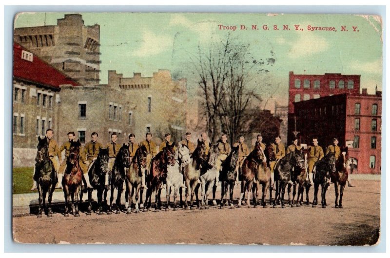 1920 Troop D.N.G.S.N.Y. Riding Horses Syracuse New York NY Antique Postcard