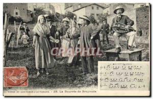 Old Postcard Folklore Auvergne The bourree of Brayauds