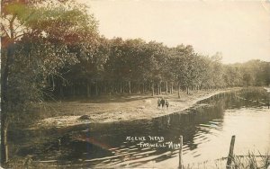 Postcard RPPC Photo 1908 Minnesota Farwell Waterfront scene children 22-12160