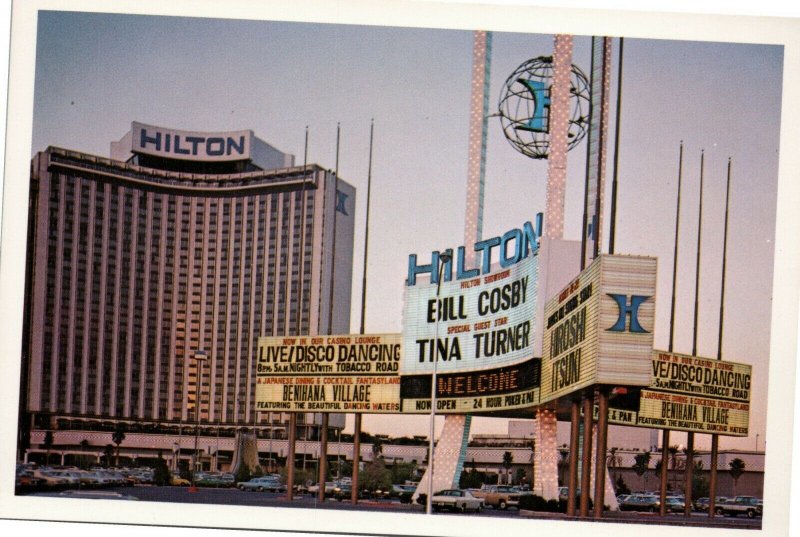 Las Vegas Hilton - Bill Cosby and Tina Turner marquee Las Vegas NV postcard