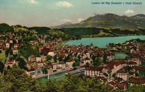 Vintage Postcard Luzern Mit Rigi (Aussicht V. Hotel Gutsch) Luzern Switzerland