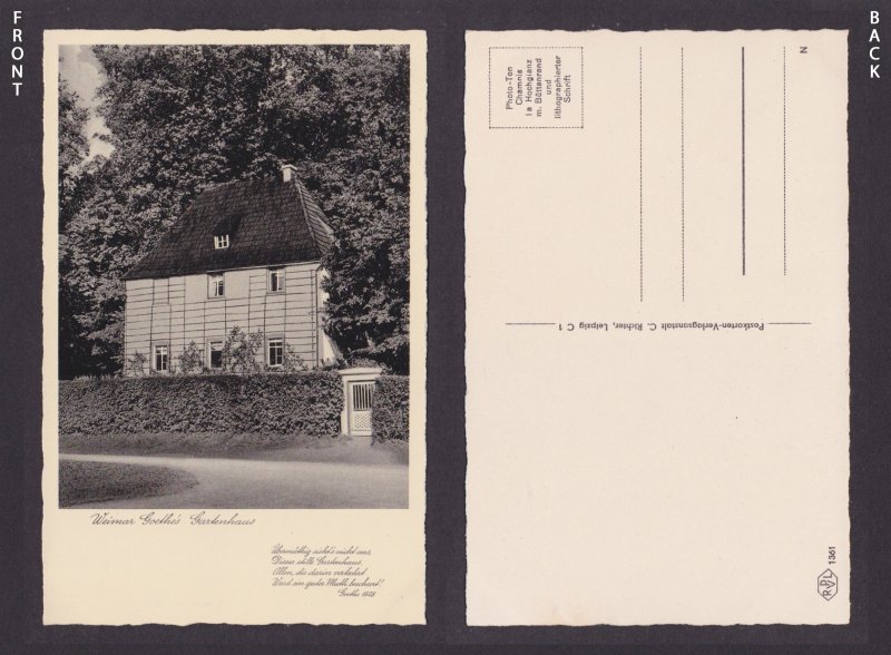 Vintage postcard Goethe Garden House Weimar Thuringia Germany