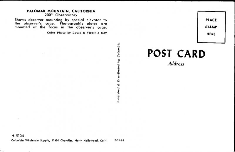 California - Palomar Mountain - Observatory - [CA-664]