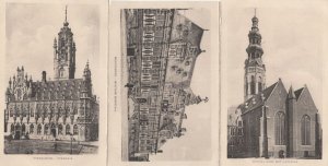 Middelburg Hospital Kerk Met Langejan Stadhuis 3x Postcard s