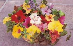 Antigua Basket Of Tropical Flowers