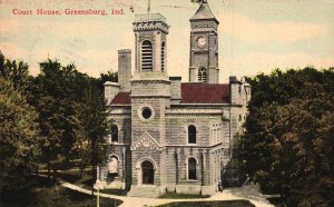Vintage Postcard 1913 Court House Building Historic Landmark Greensburg Indiana